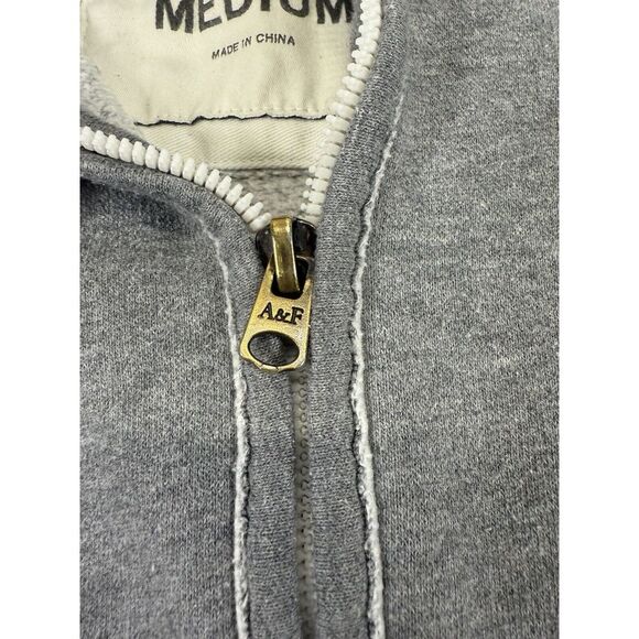 Abercrombie Fitch Muscle Hoodie Women Medium Gray Embroidered Full Zip Spell Out - Picture 7 of 12